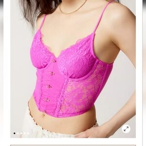 Urban Outfitters Pink Lace Corset with Underwire Support XL